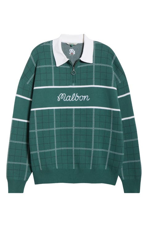 Bennett Plaid Cotton Zip Polo Sweater