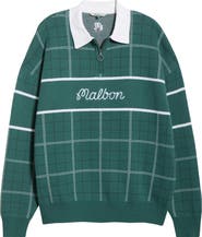 Malbon Golf Bennett Plaid Cotton Zip Polo Sweater