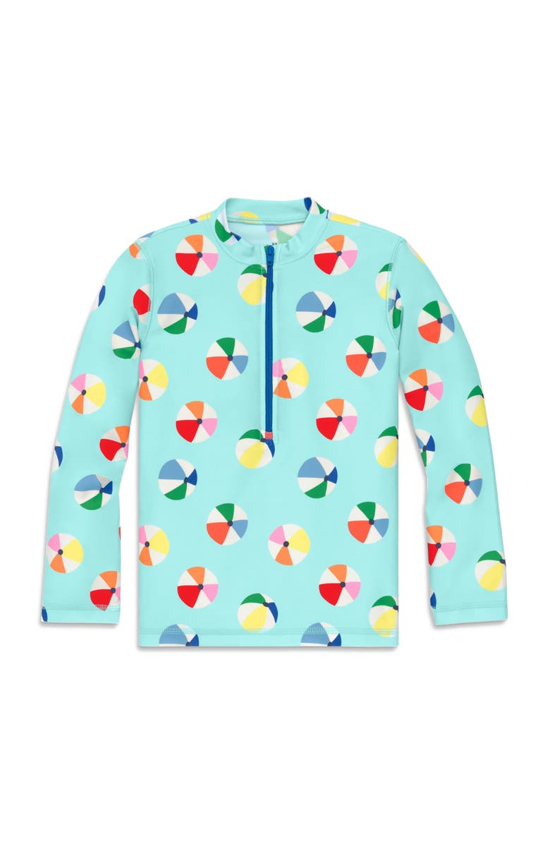 Primary Kids Half-Zip Rash Guard, Main, color, Mist Beach Balls