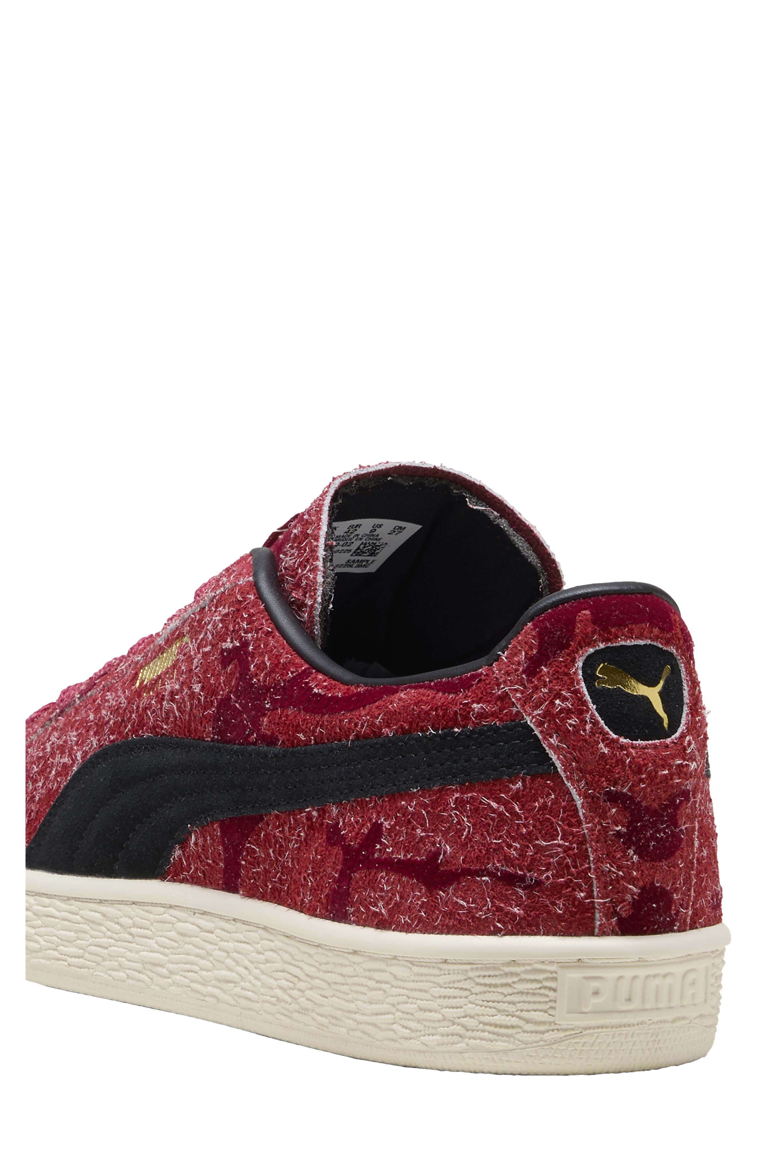 Suede Flock Sneaker, Alternate, color, RED RHYTHM/ INTENSE RED