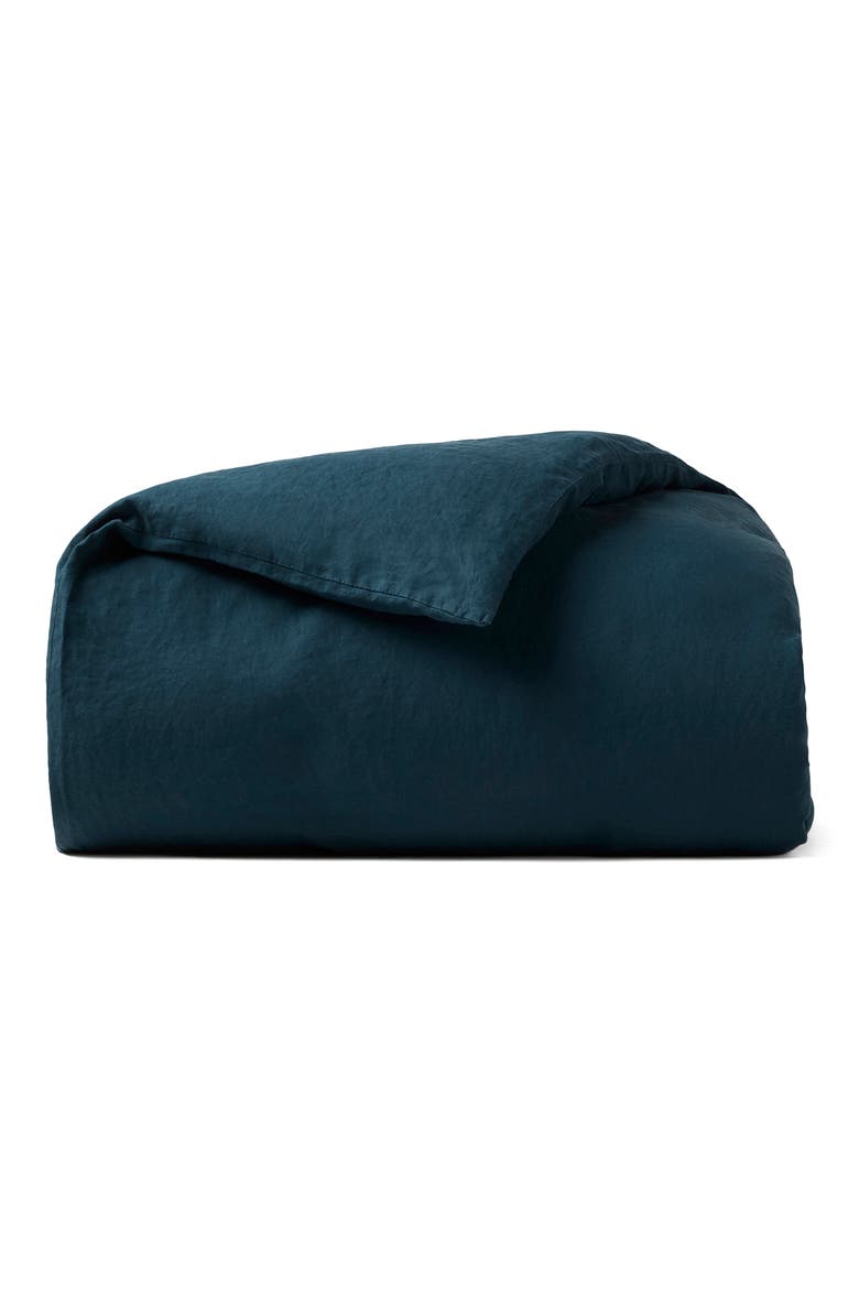 Relaxed Organic Linen Duvet Cover, Main, color, MIDNIGHT INDIGO