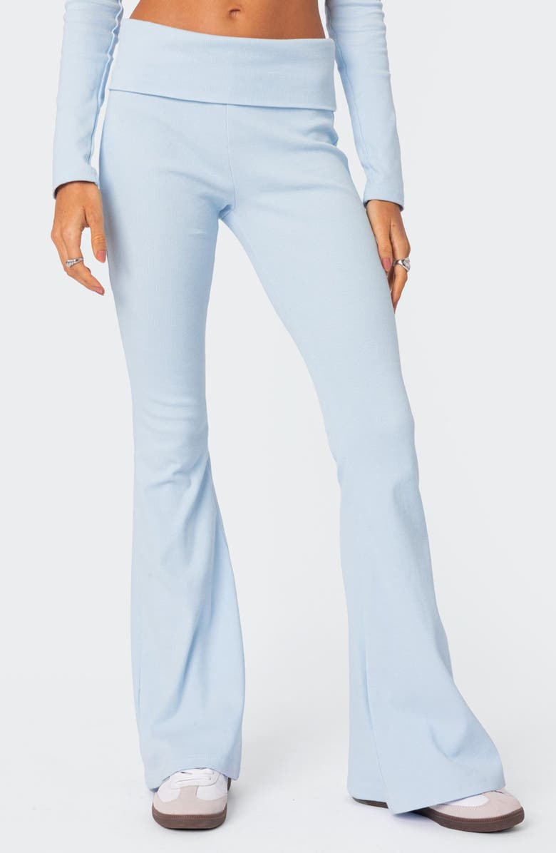 EDIKTED Coffee Break Rib Flare Leggings, Main, color, Light-Blue