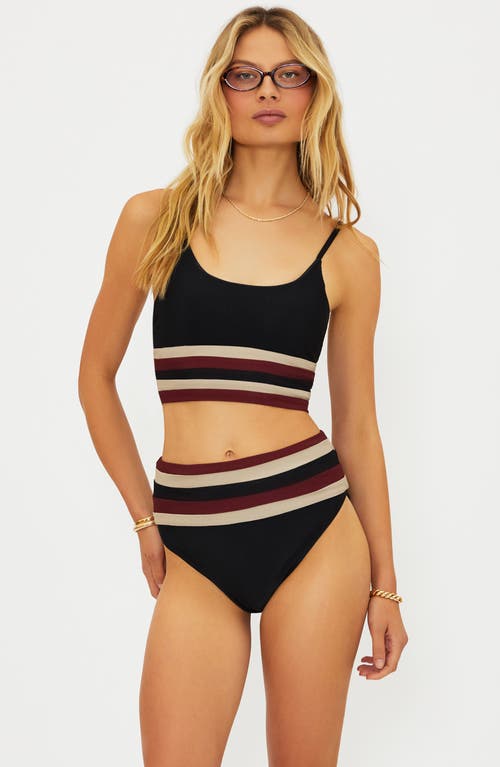 Beach Riot Millie High Waist Rib Bikini Bottoms In Black