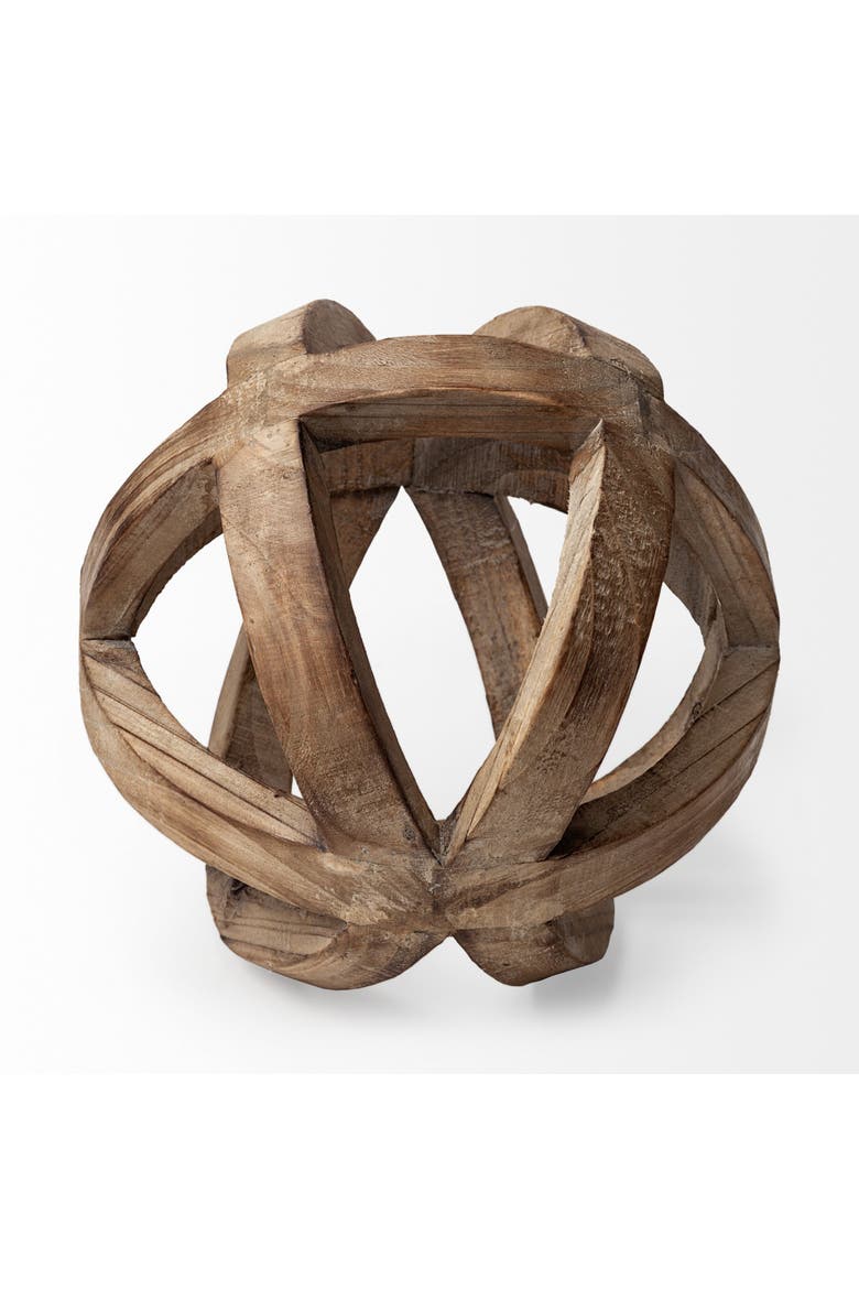 Tibik 8L x 8W Natural Wooden Orb, Alternate, color, Brown