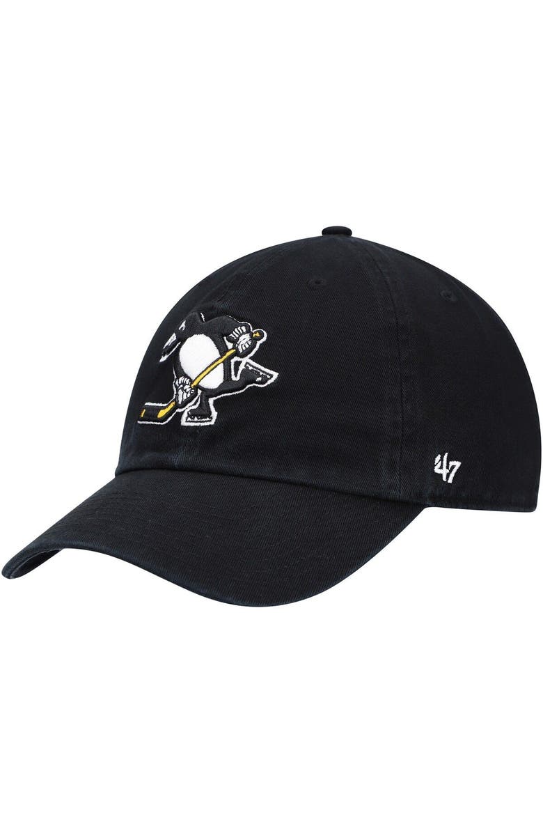 '47 Men's '47 Black Pittsburgh Penguins Logo Clean Up Adjustable Hat, Main, color, Black
