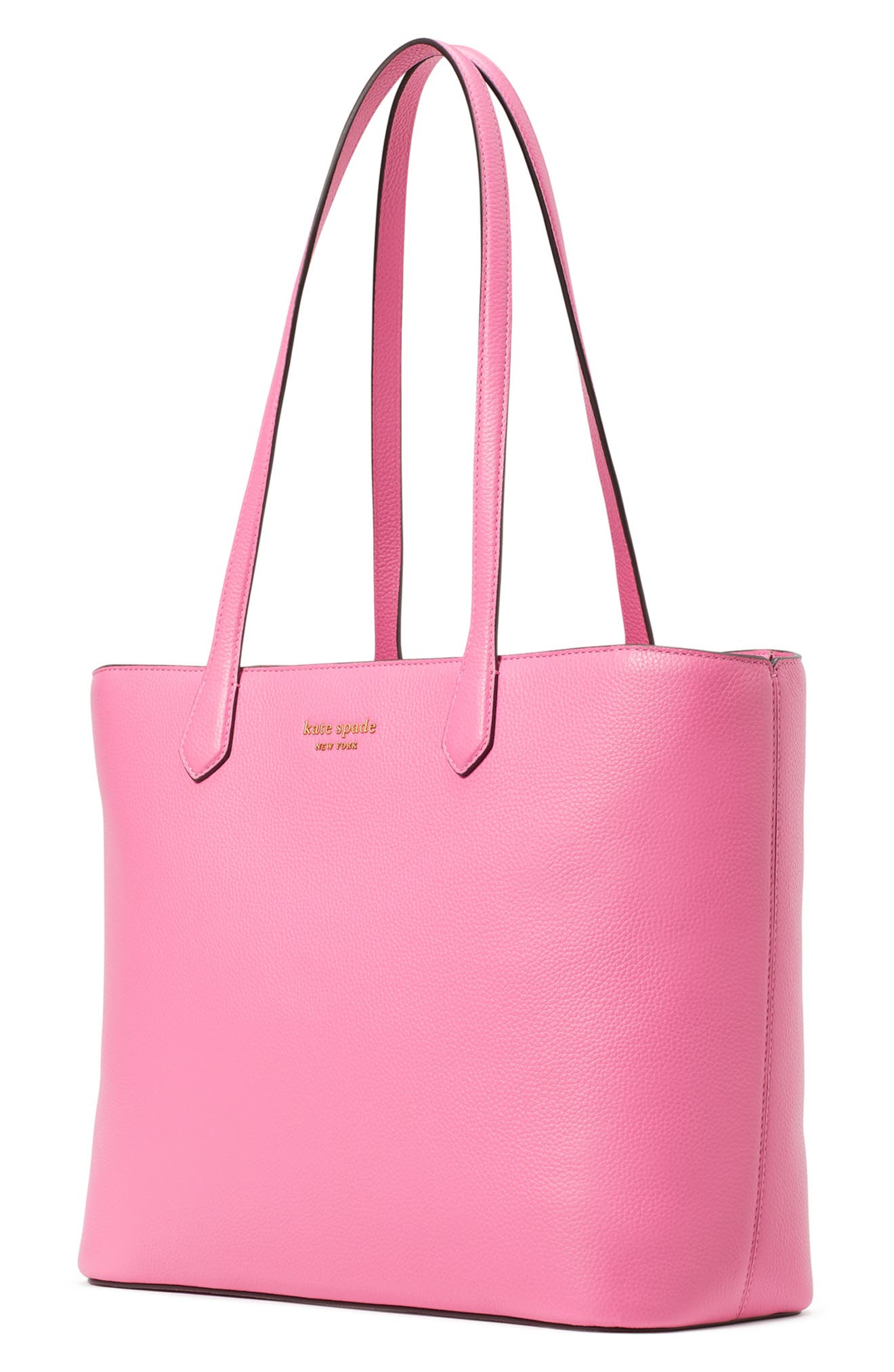 large veronica pebble leather tote bag, Alternate, color, PINK CLOUD