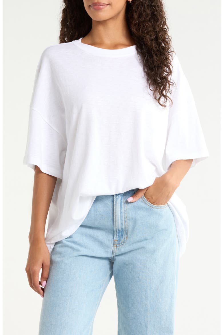 Sunwashed Boyfriend T-Shirt, Main, color, WHITE