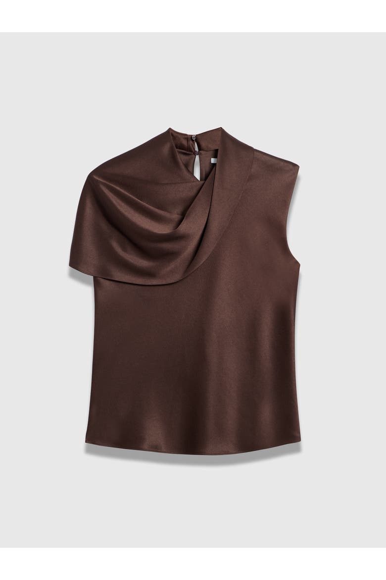 Ocana Asymmetric Sleeve Satin Blouse, Alternate, color, Brown