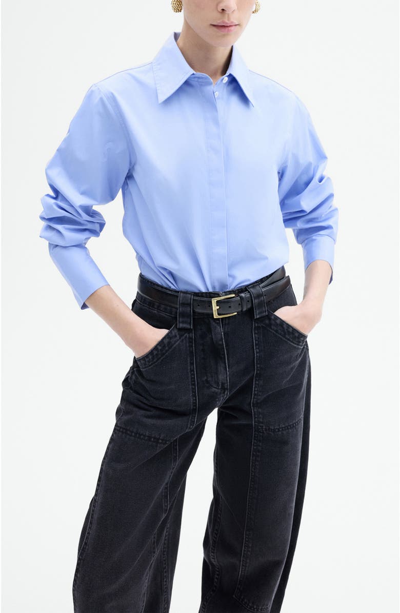 CO Fitted Shirt in Cotton Poplin, Main, color, Blue