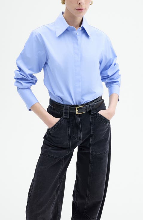 Fitted Shirt in Cotton Poplin