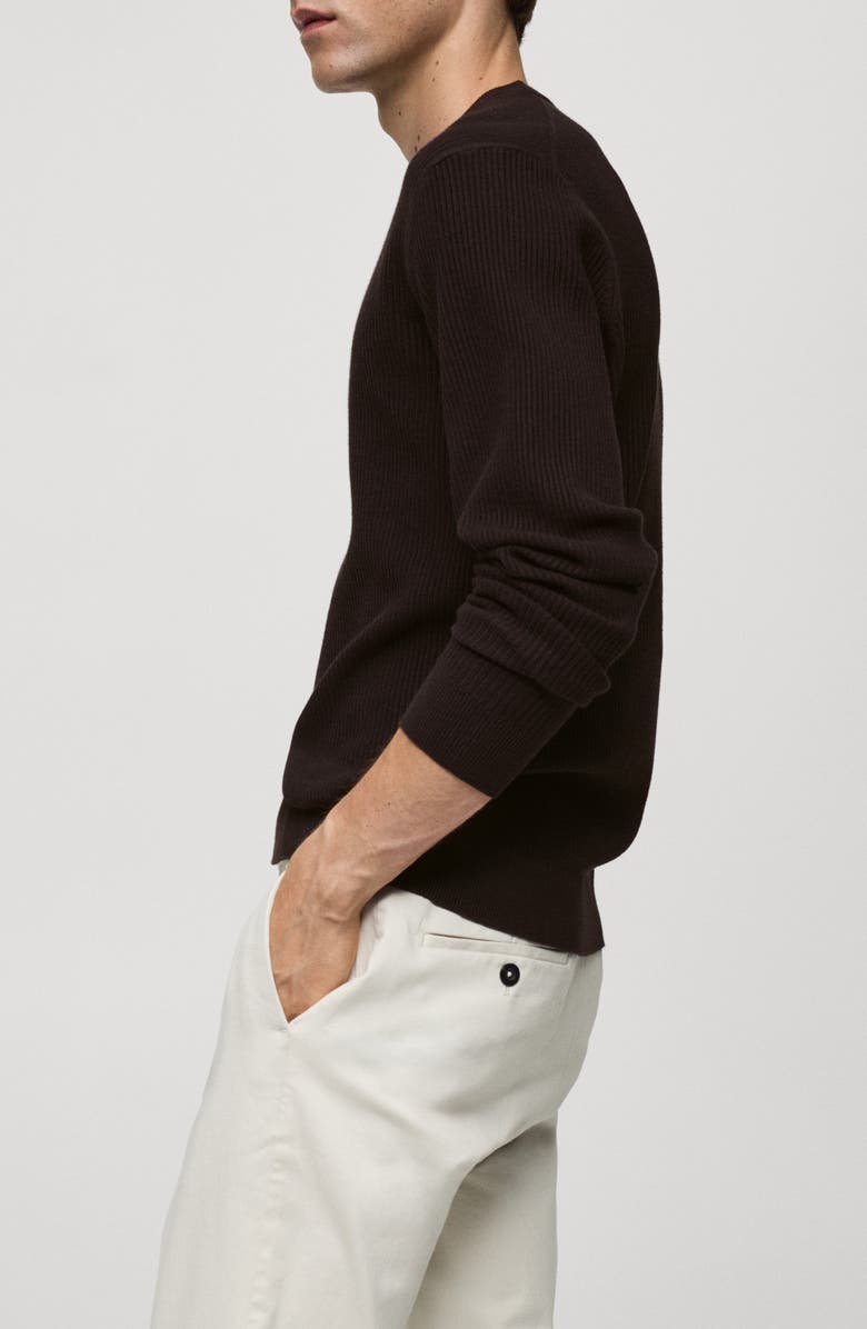 MANGO Rib Sweater, Alternate, color, Chocolate