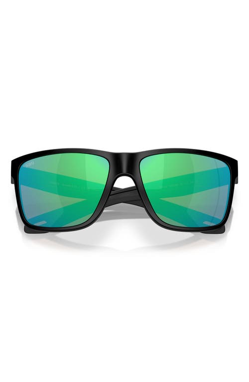 Costa Del Mar Broadbill Ii 58mm Polarized Rectangular Sunglasses In Matte Black/green Mirror
