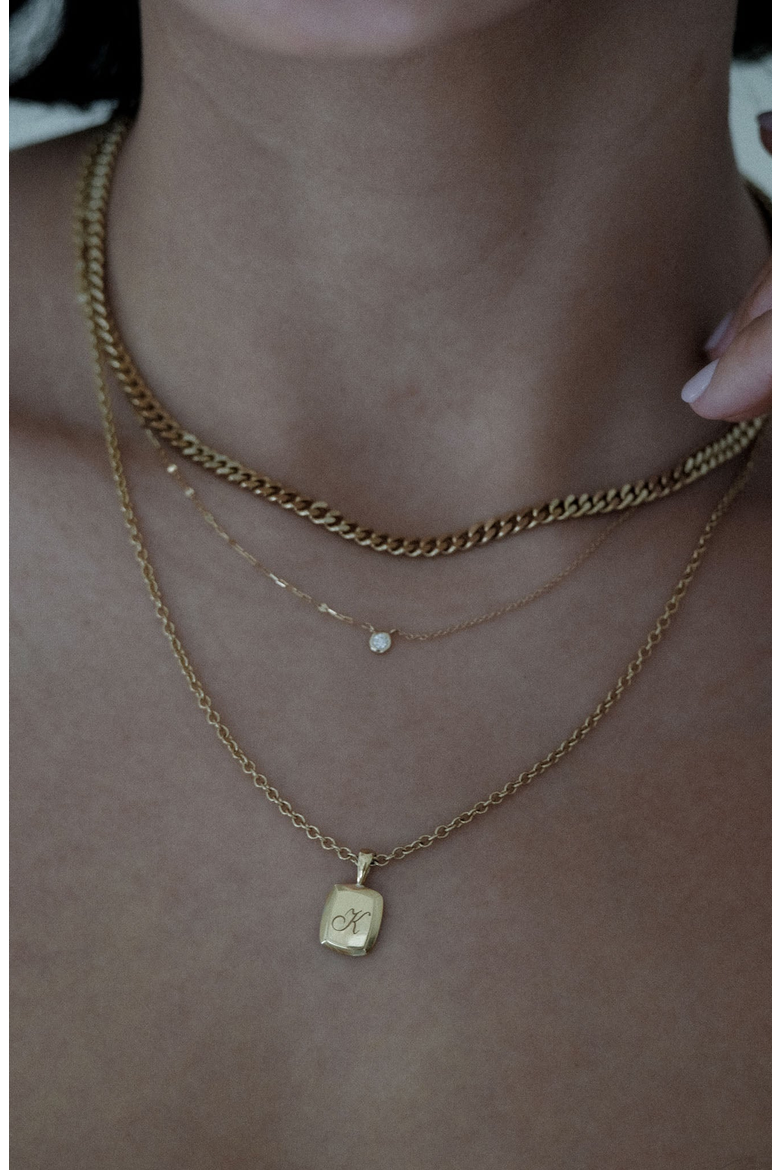 Capri Curb Chain Necklace, Alternate, color, Gold