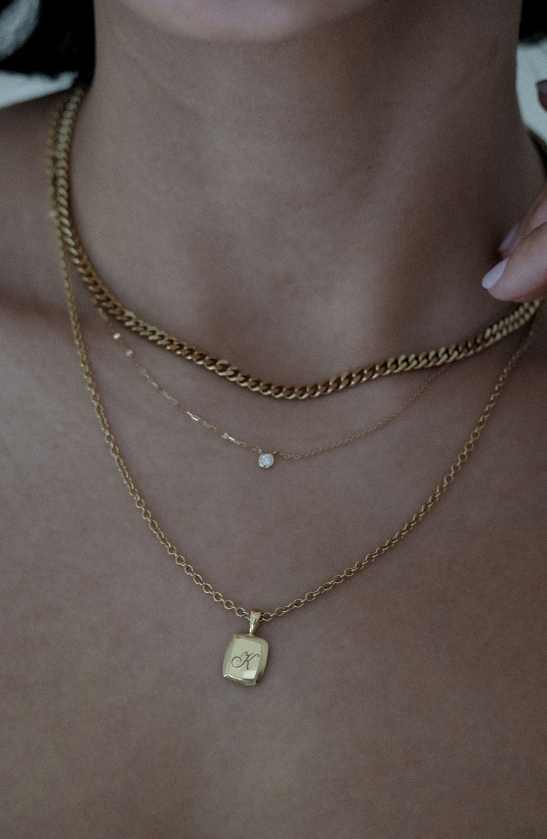 Kinn Capri Curb Chain Necklace, Alternate, color, Gold