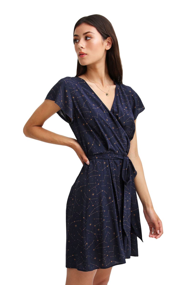 Belle & Bloom I'm The Star Wrap Dress, Alternate, color, Navy