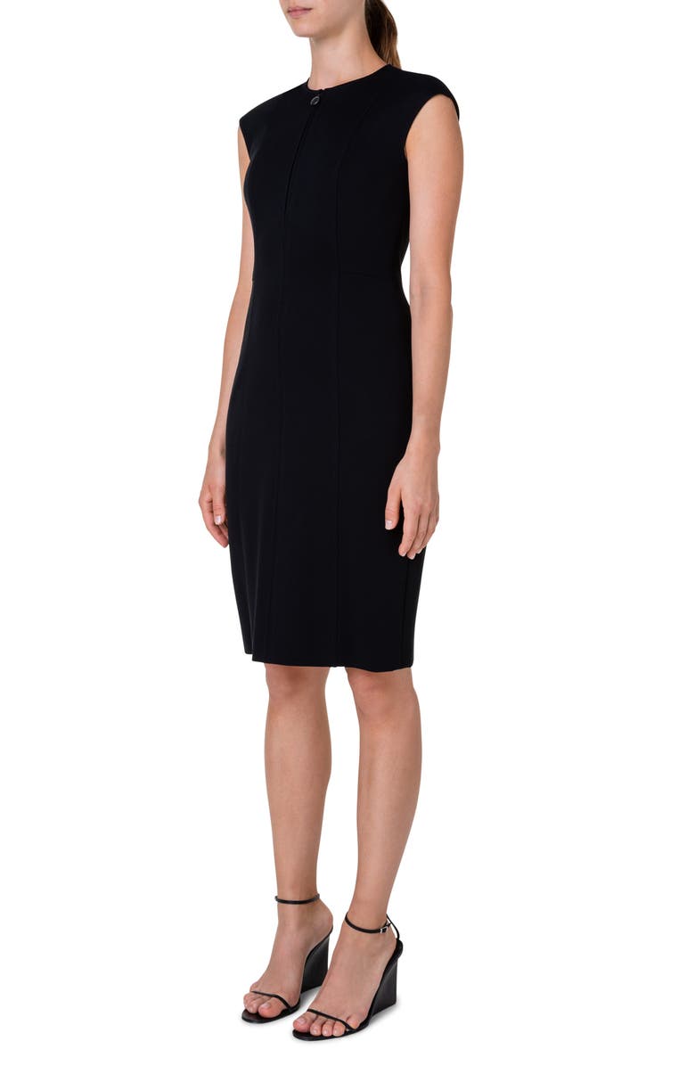 Akris punto Cap Sleeve Sheath Dress, Alternate, color, Black