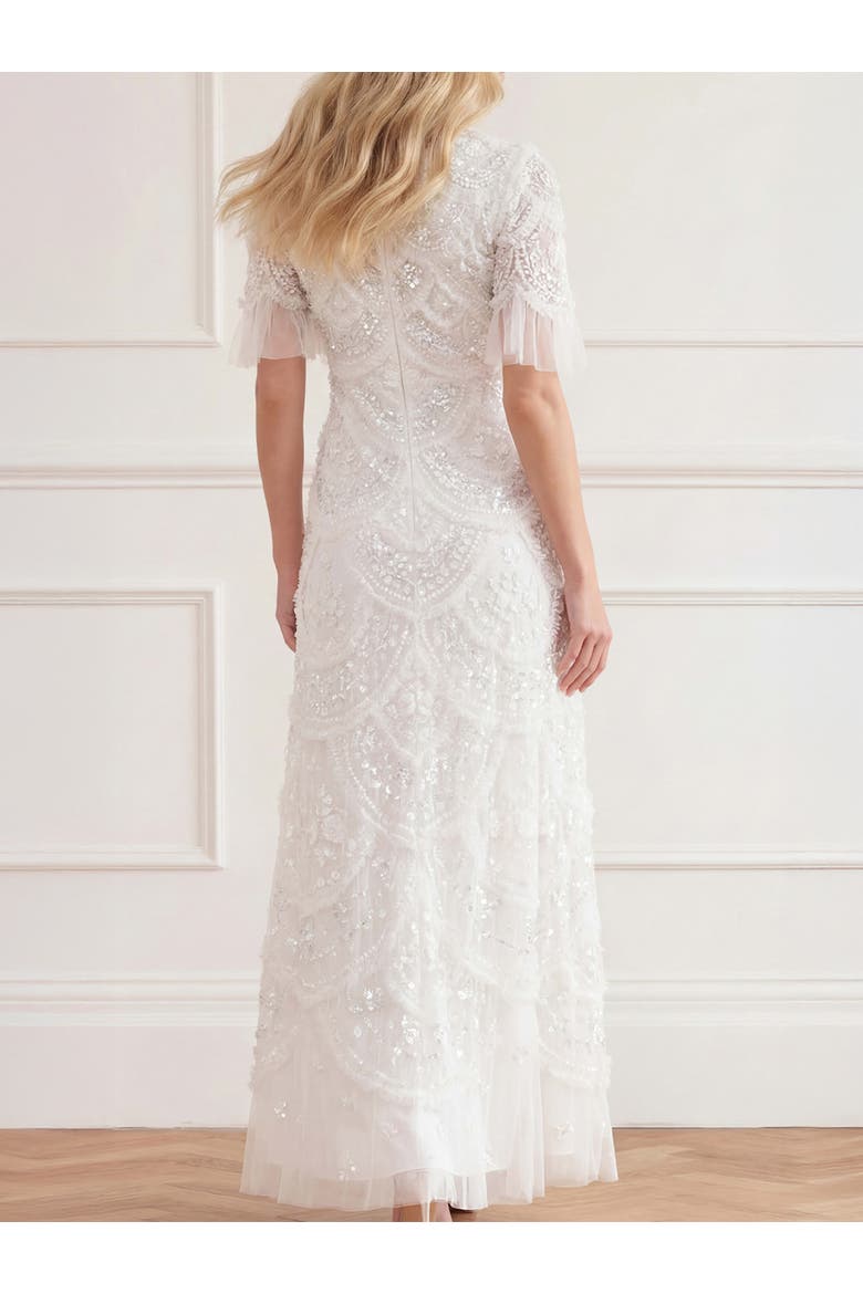 Carmen Ruffle Maxi Dress, Alternate, color, Swan White