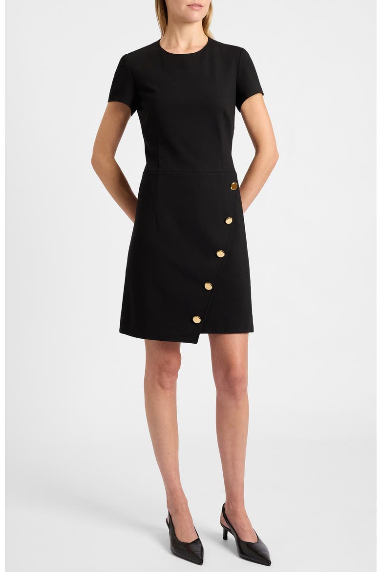 Loni Short Sleeve A-Line Dress, Alternate, color, Onyx
