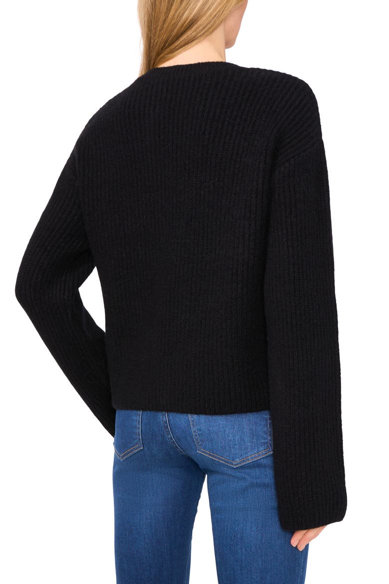 Three Bow Cardigan, Alternate, color, RICH BLACK