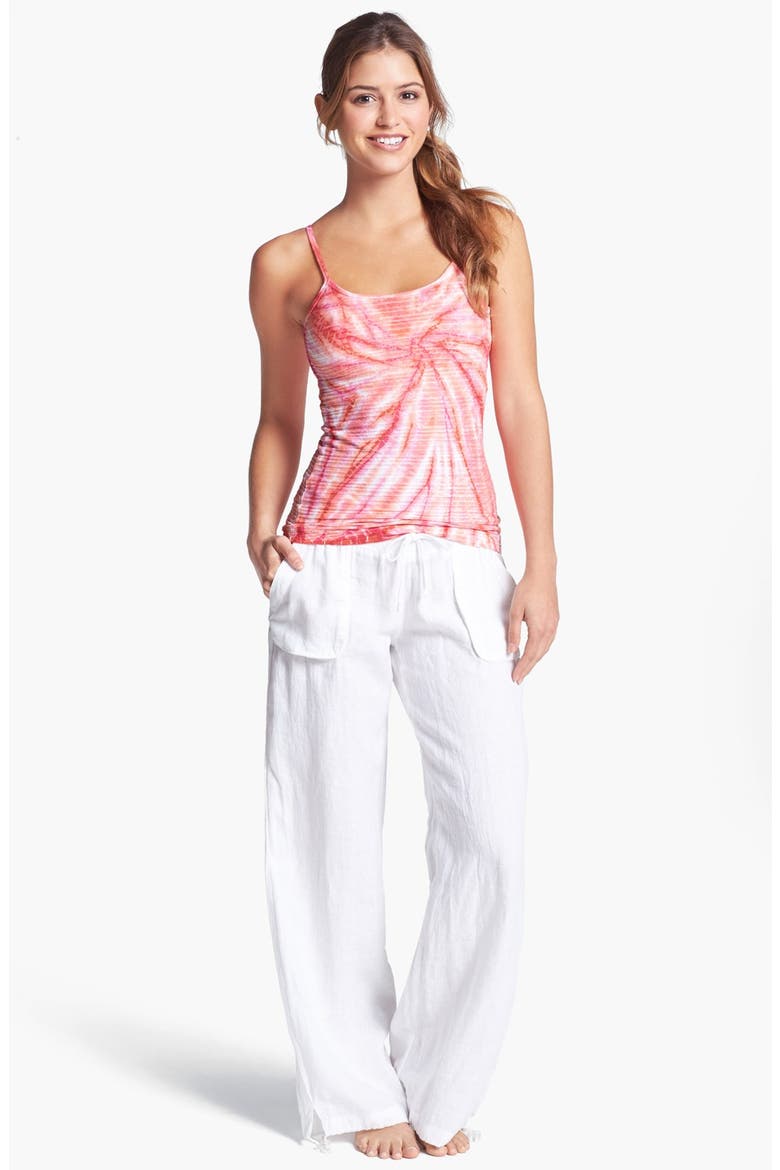 Relaxed Linen Cargo Pants, Alternate, color, WHITE