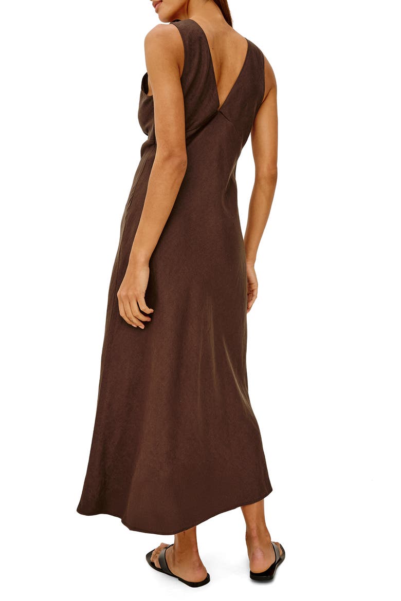 Avianna Plunge Neck Linen Dress, Alternate, color, ESPRESSO