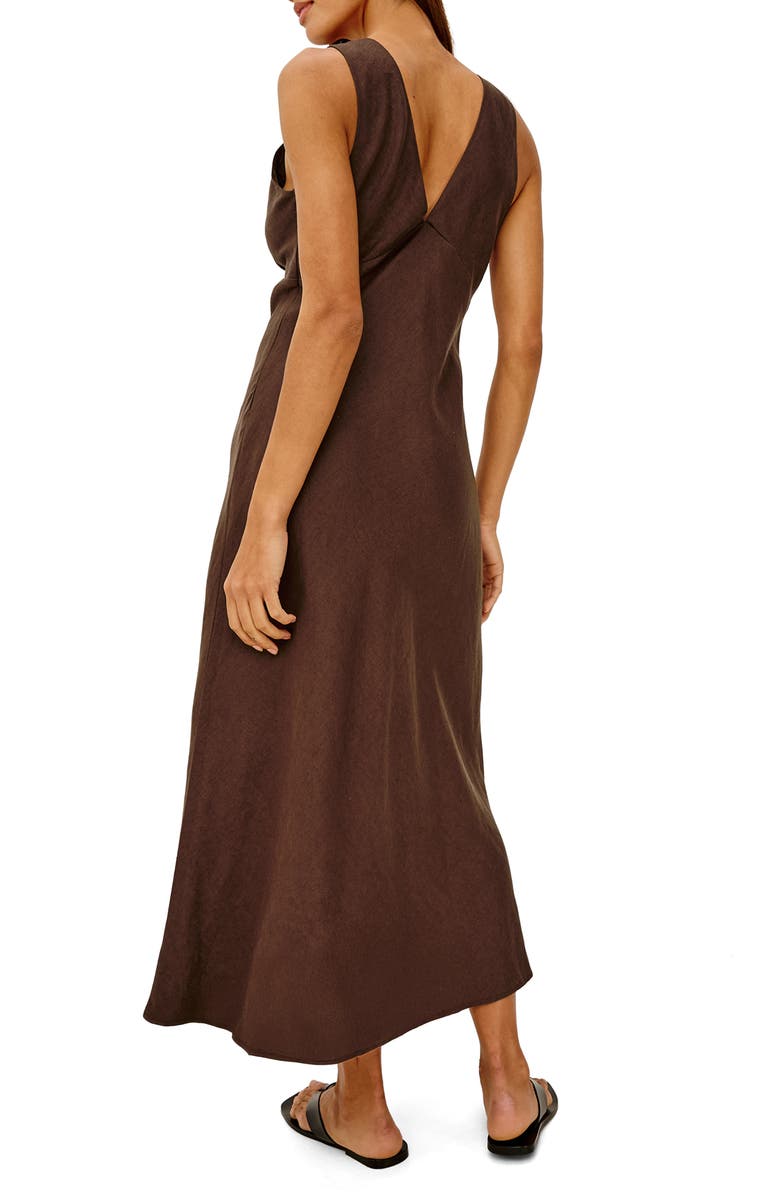 Rails Avianna Plunge Neck Linen Dress, Alternate, color, Espresso