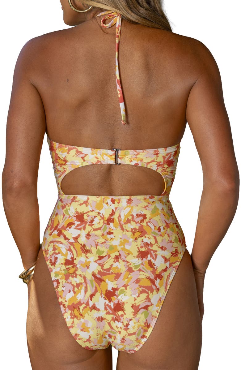 Cupshe Cutout One-Piece Swimsuit, Alternate, color, Yellow Multi