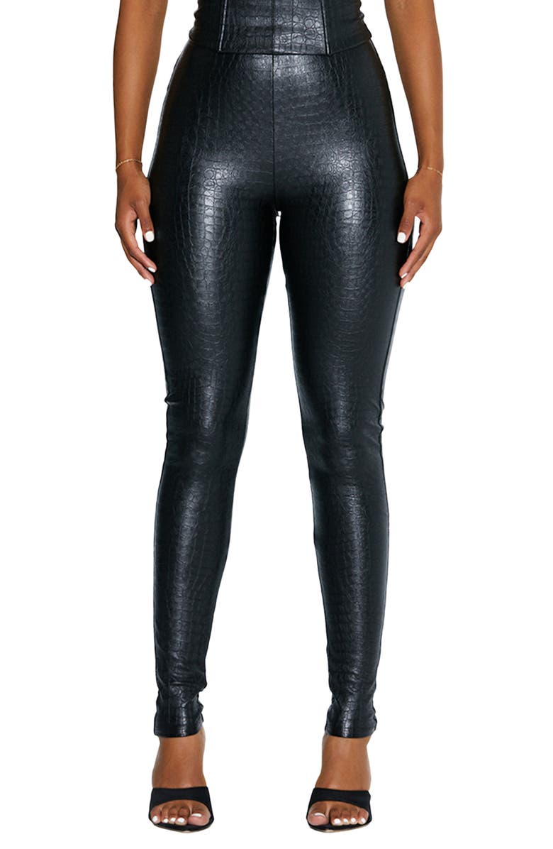 Naked Wardrobe Oh So Tight Crocodile Faux Leather Leggings, Main, color,