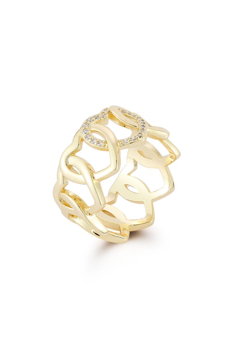 Rhodium Plated Heart Band Ring, Main, color, GOLD