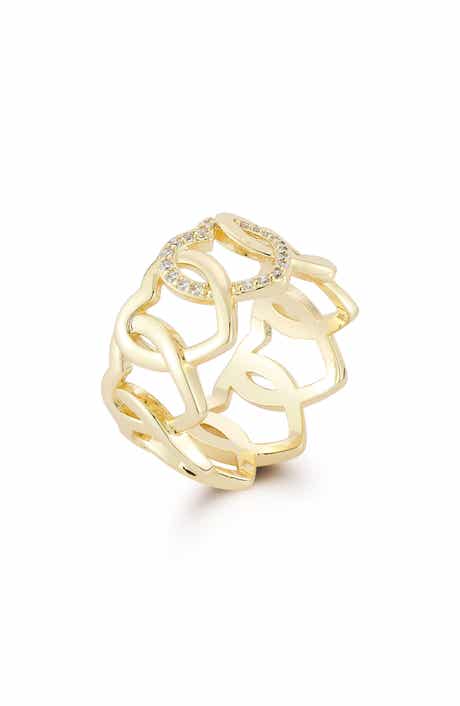 Rhodium Plated Heart Band Ring