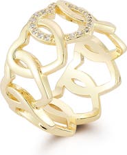 SPHERA MILANO Rhodium Plated Heart Band Ring