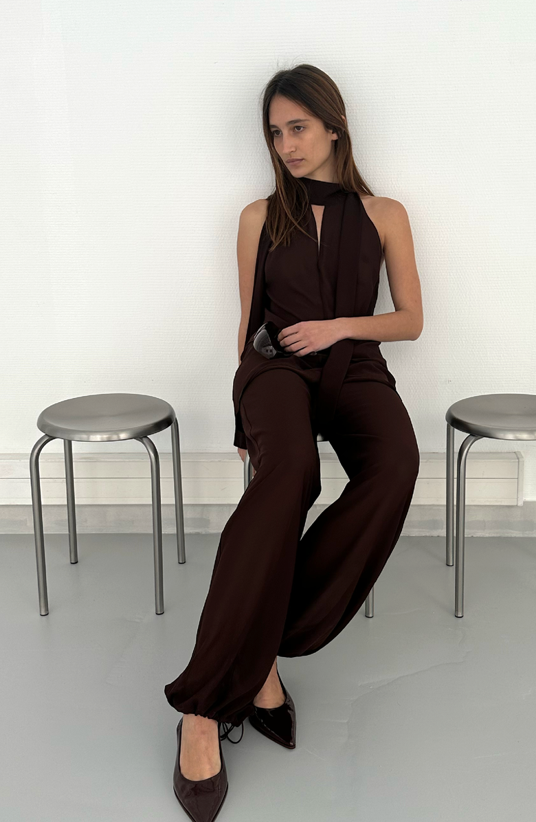 SAEMDI Elia Overskirt Trousers, Alternate, color, Dark Brown