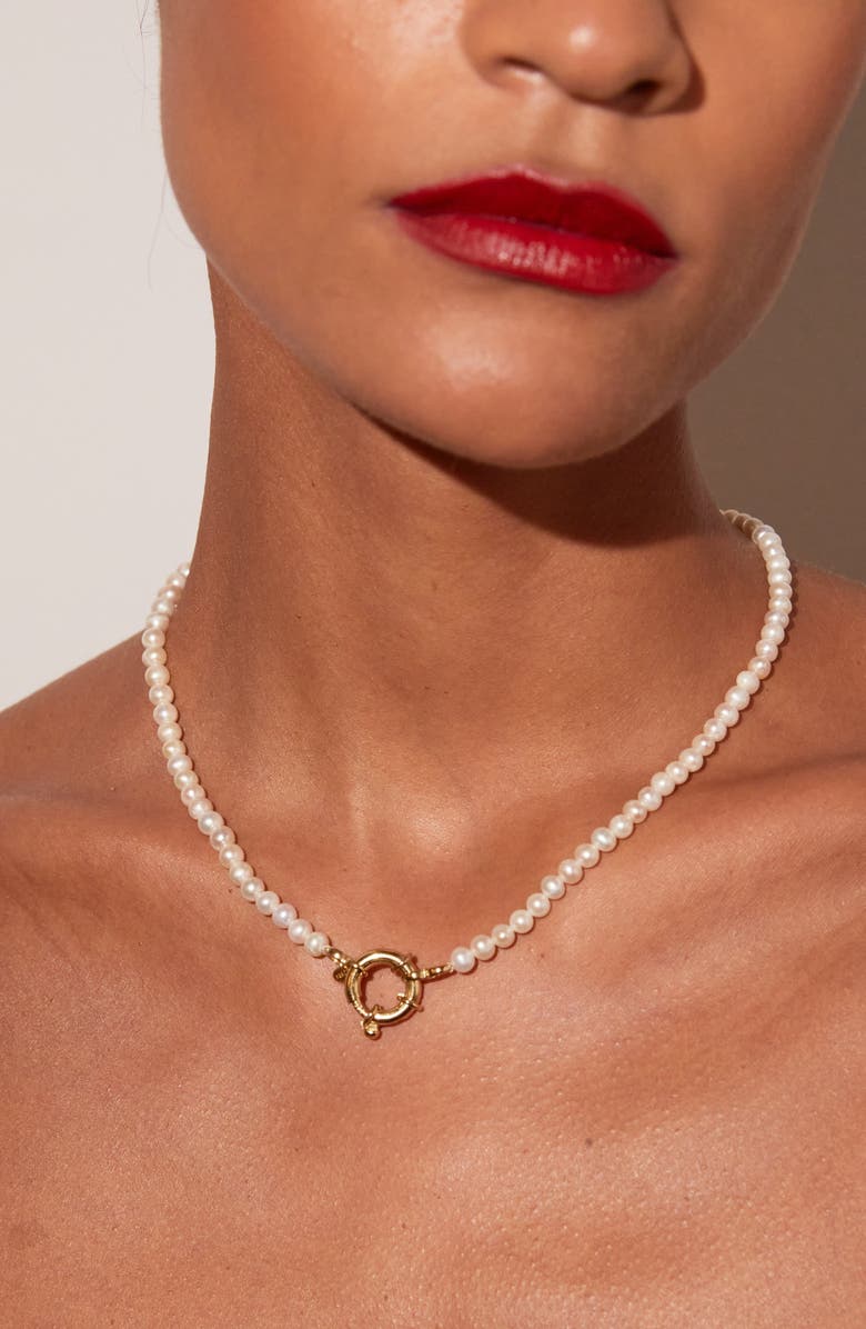 Aurate New York Pearl Aura Beaded Necklace, Alternate, color, Pearl