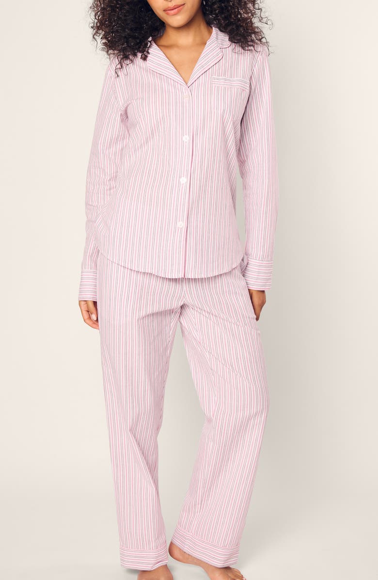 Petite Plume Stripe Cotton Twill Pajamas, Main, color, 