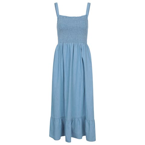 Marbella Strappy Shirred Midi Dress