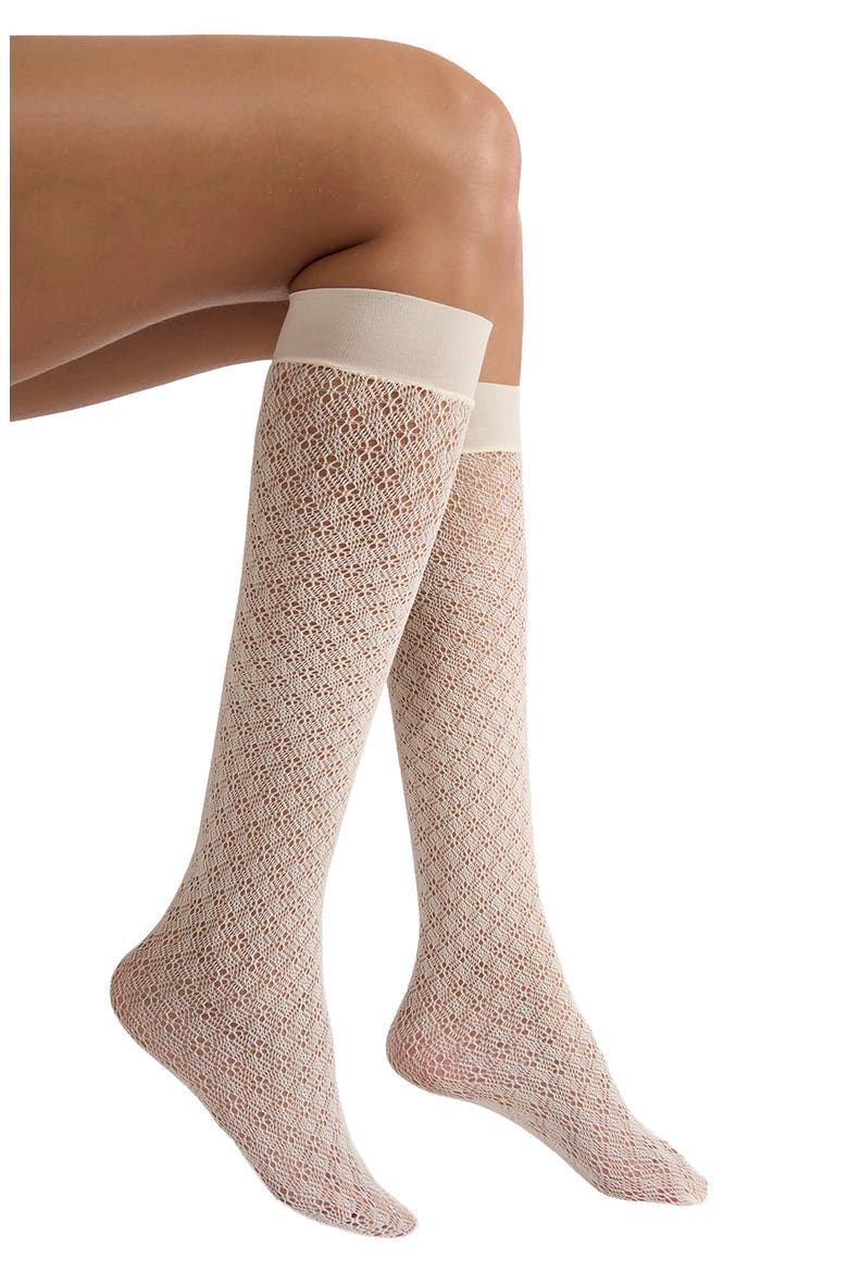 Blossom Knee High Socks, Main, color, BUTTERCREAM