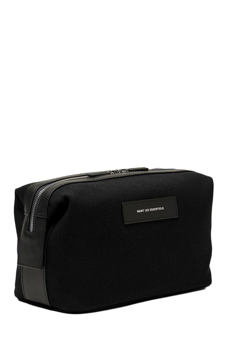 Kenyatta Organic Cotton Canvas Toiletry Bag, Alternate, color, Black