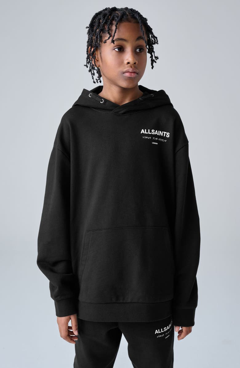 smALLSAINTS by ALLSAINTS Kids' Underground Graphic Cotton Hoodie, Alternate, color, Black