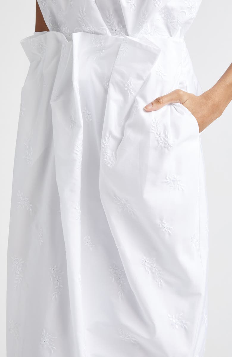 Simone Rocha Pleated Waist Poplin Pencil Skirt, Alternate, color, White