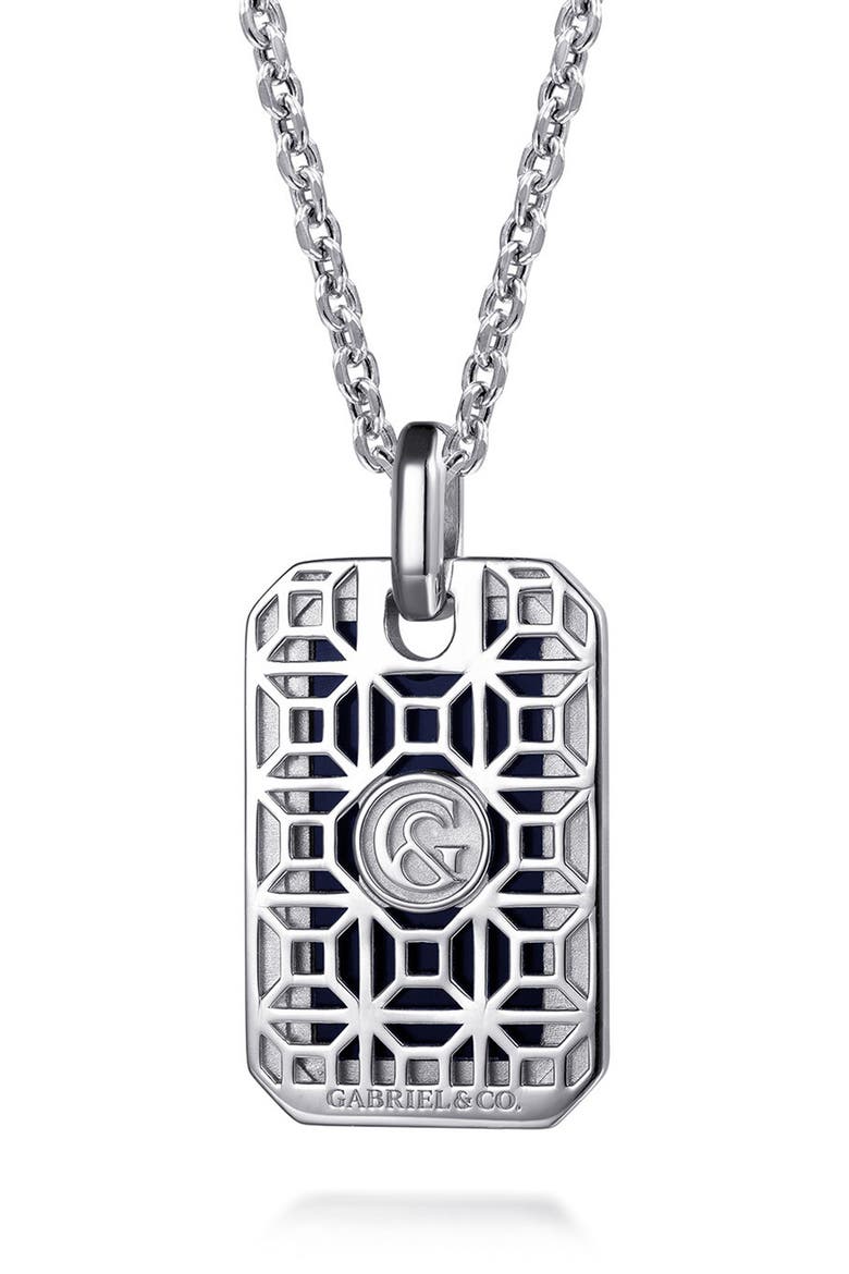 Men's 22-Inch Sterling Silver Onyx Dog Tag Necklace, Alternate, color, STERLING SILVER/ ONYX