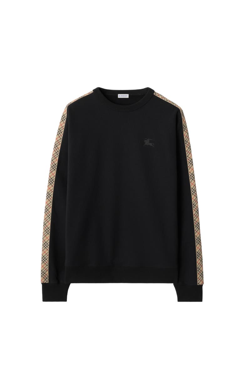 Burberry Check Trim Cotton Sweatshirt, Alternate, color, Black