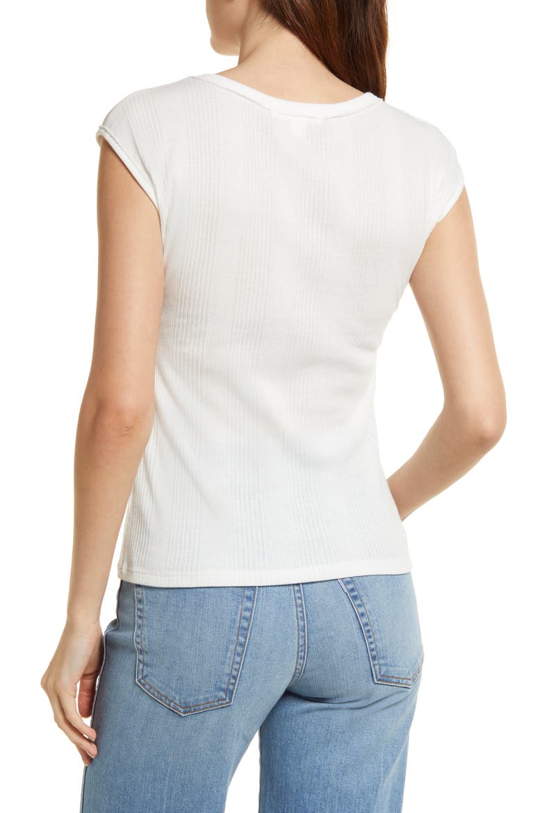 Rib Cap Sleeve T-Shirt, Alternate, color, WHITE