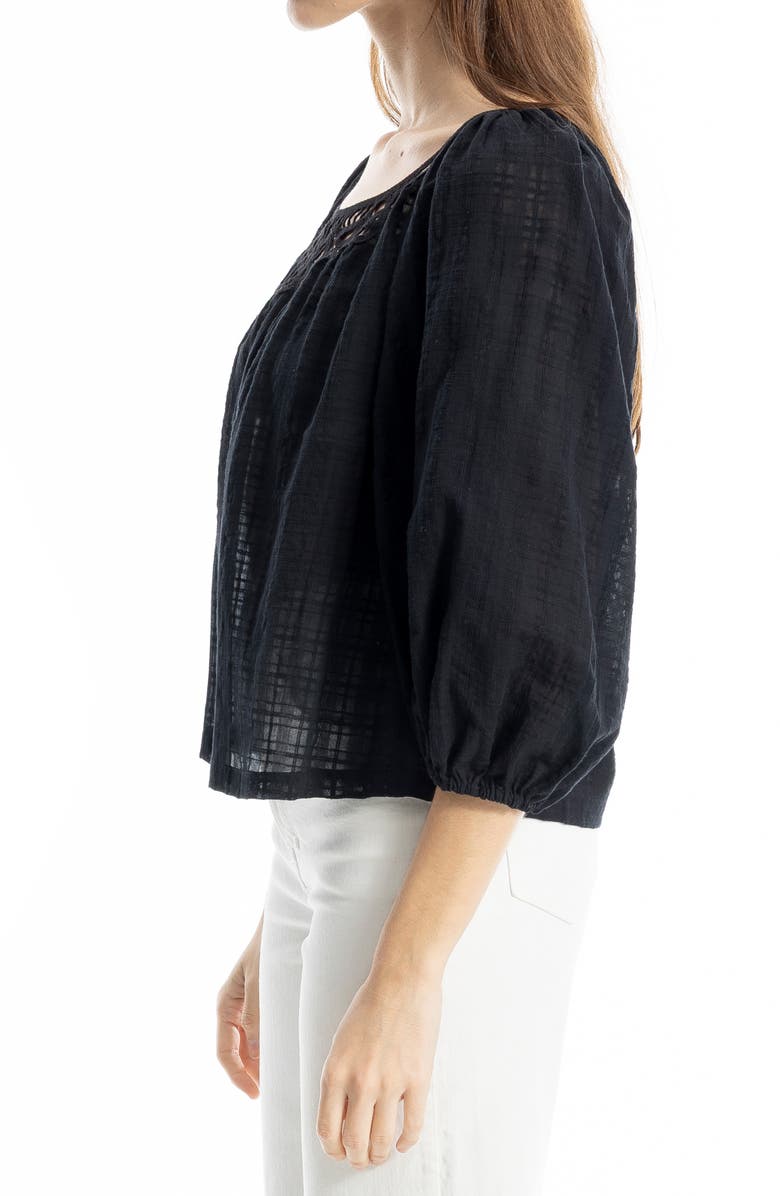 MAX STUDIO Lace Trim Cotton Gauze Top, Alternate, color, Black