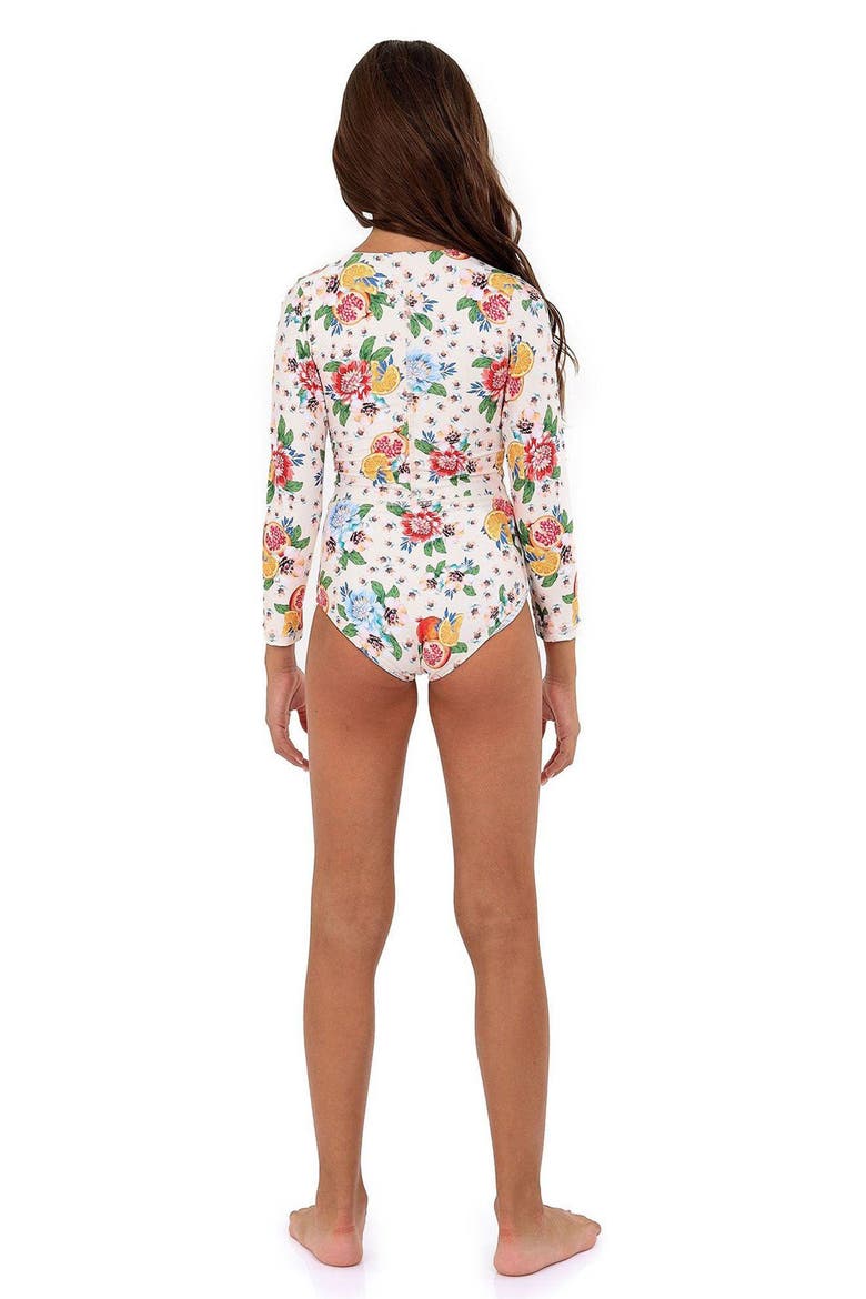 Kids' Jesse Basket Long Sleeve One-Piece Rashguard Swimsuit, Alternate, color, WHITE MULTI