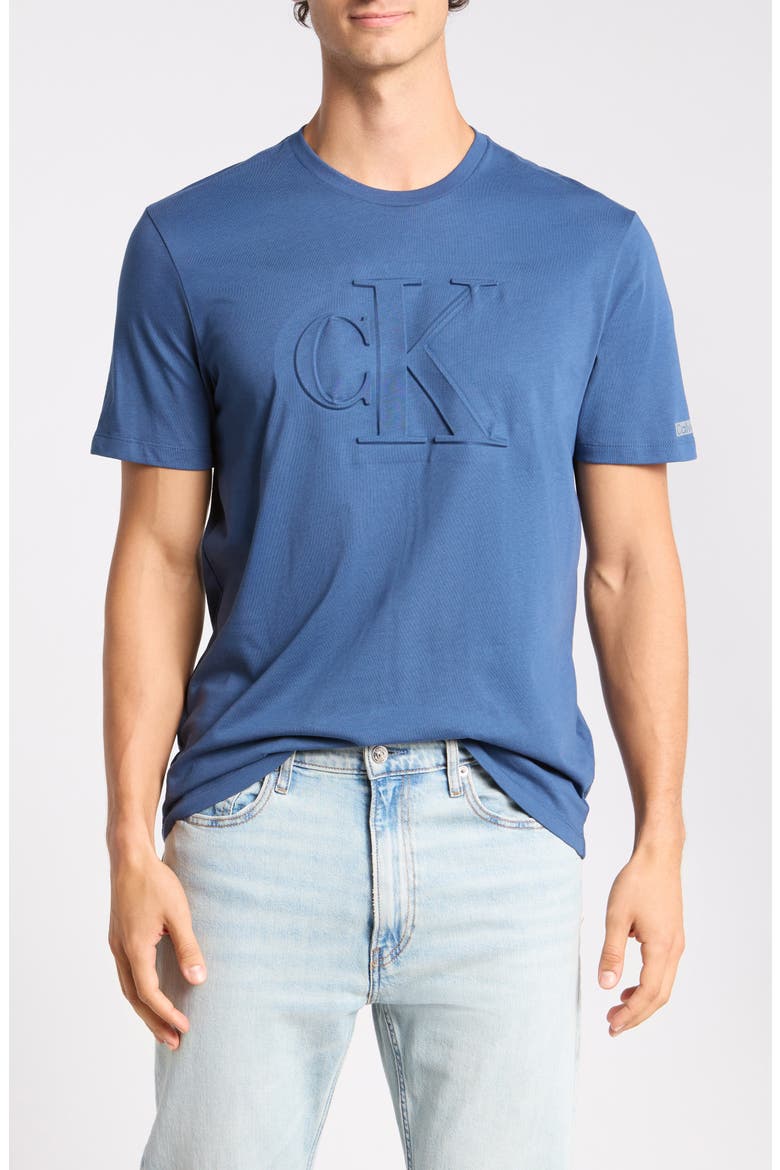 Embossed Monogram T-Shirt, Main, color, DARK DENIM