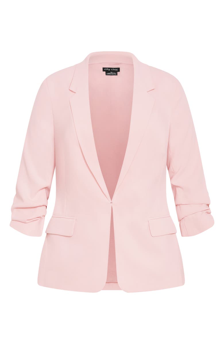 City Chic Abbie Ruched Sleeve Blazer, Alternate, color, Heavenly Pink
