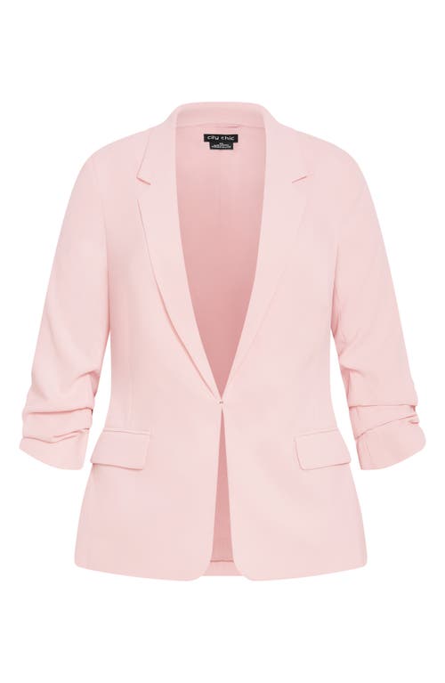 City Chic Abbie Ruched Sleeve Blazer In Pink