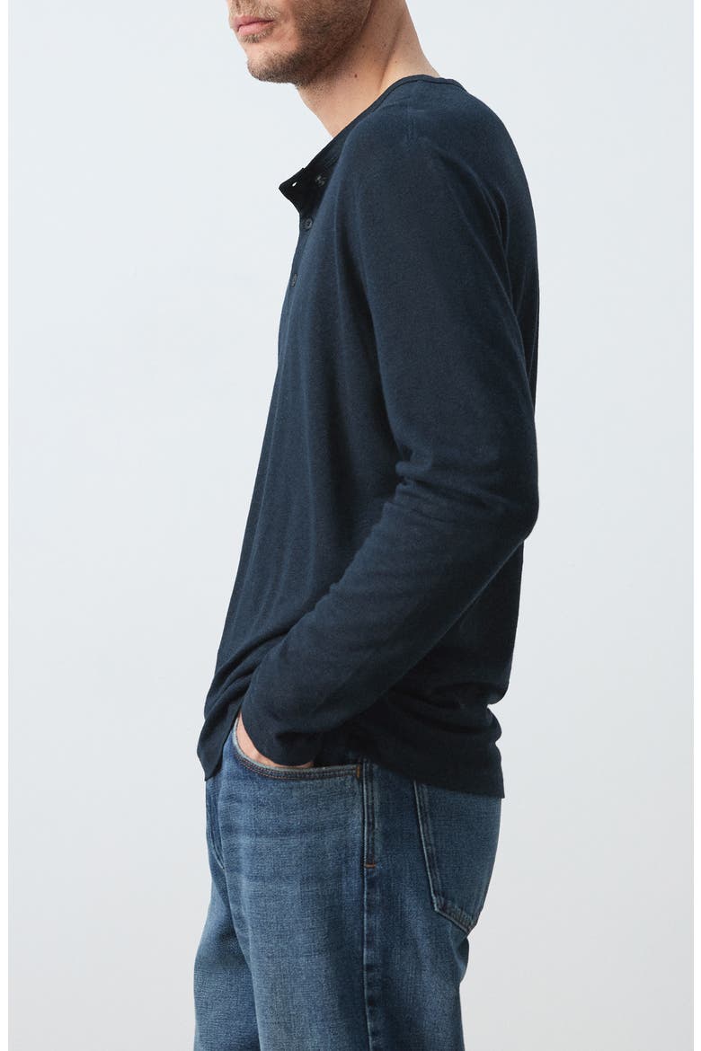 Linen Blend Henley, Alternate, color, NAVY