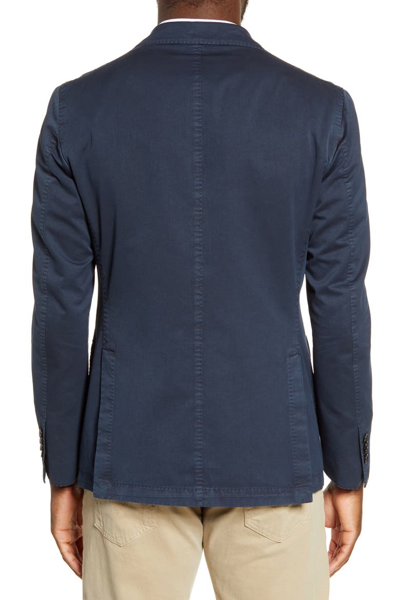 Trim Fit Cotton & Silk Sport Coat, Alternate, color, NAVY
