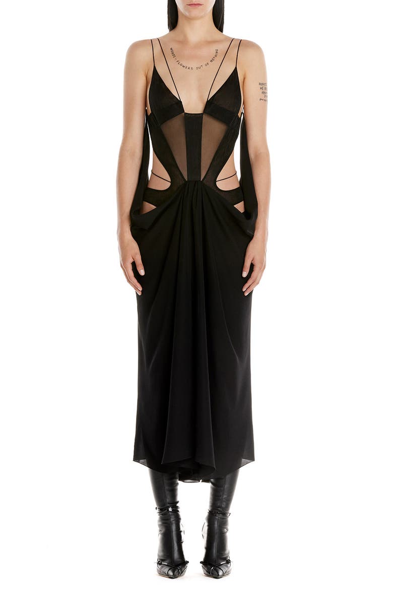 Asymmetric Cutout Suspension Dress, Main, color, 1999 BLACK